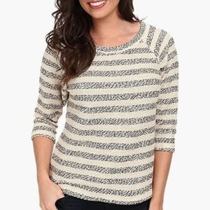 Lucky 🍀 | 2X | striped white gray sweater cozy roomy cotton 3/4 sleeve